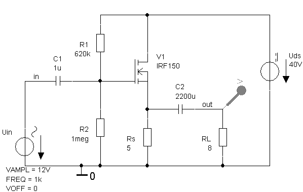 Pspice Simulation Einer Verstarkerstufe In Drainschaltung Mit N Kanal Mosfet Irf150