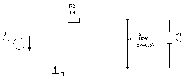 Schaltung mit Hinweis Bv=6.8V